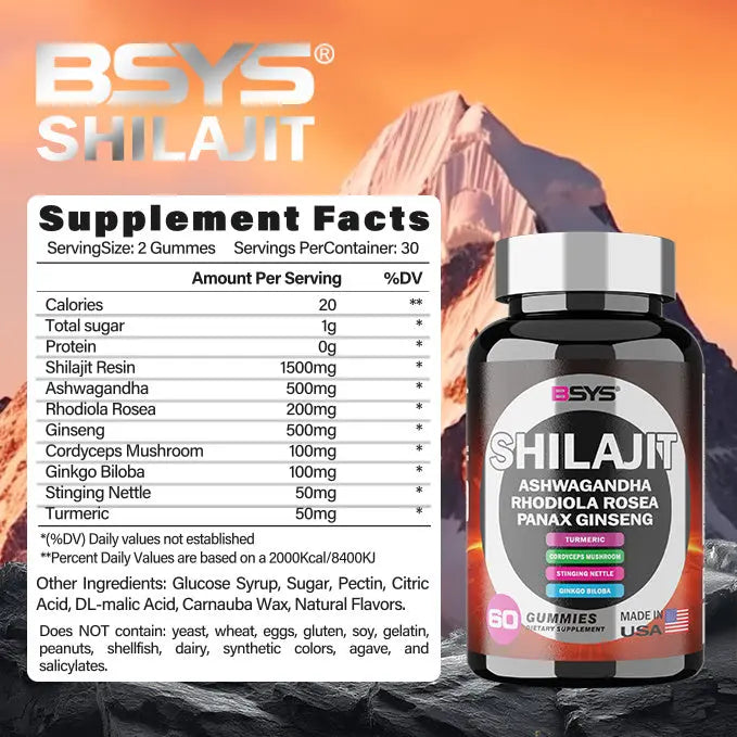 BSYS 8 IN 1 SHILAJIT GUMMIES 60'S White Thalassa