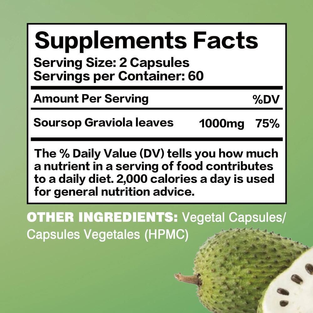 Soursop Graviola – Antioxidant, Digestion & Immune Support – 120 Capsules