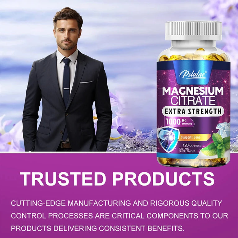 Magnesium Citrate 1000mg β Maximum Absorption for Muscle, Nerve & Heart Health