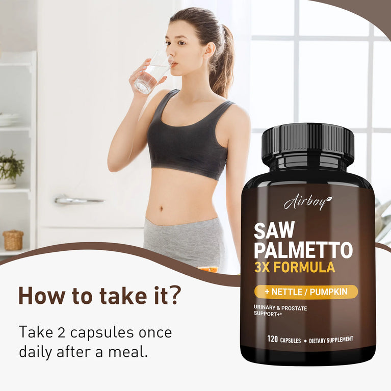 Saw Palmetto Capsules – Prostate Health, Hair Loss Prevention & Urinary Support – 120 Capsules