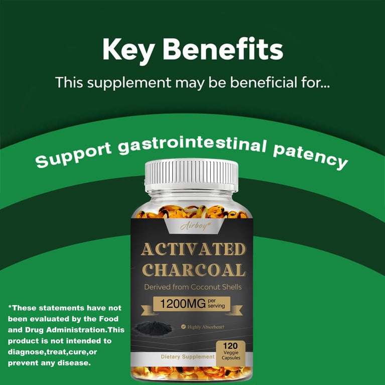 Activated Charcoal – Colon Cleanse, Bloating Relief & Metabolism Boost – 120 Capsules