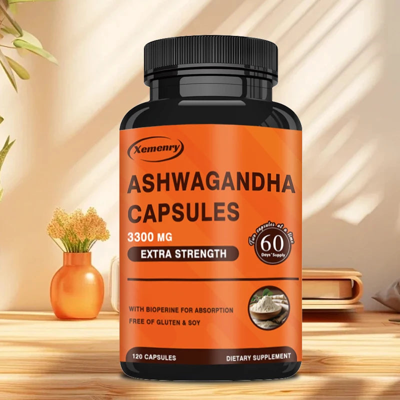 Ashwagandha Capsules – Enhance Brain Function, Relieve Stress & Improve Sleep – 120 Capsules for Mood & Focus