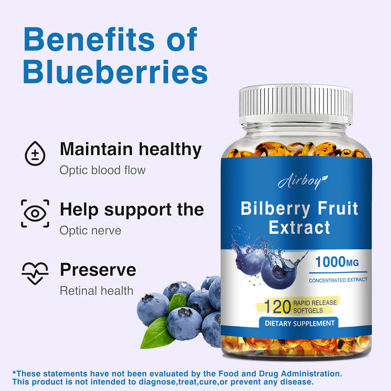 Bilberry Fruit Extract – Eye Strain Relief & Vision Support – 120 Capsules