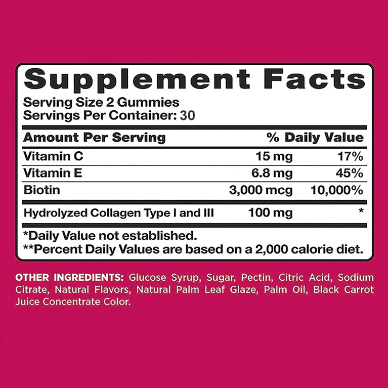 Hair, Skin & Nails + Collagen Gummies – Healthy Skin, Hair, Nails & Joint Support – 60 Gummies