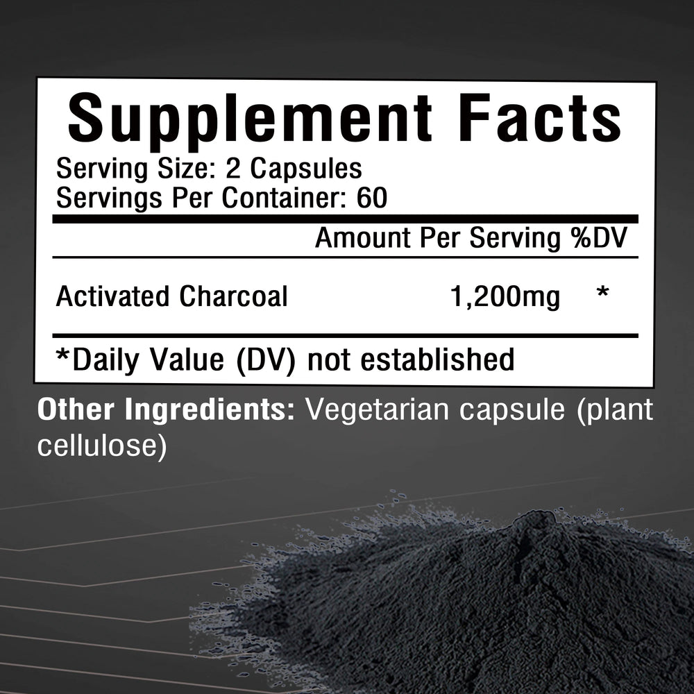 Activated Charcoal – Colon Cleanse, Bloating Relief & Metabolism Boost – 120 Capsules