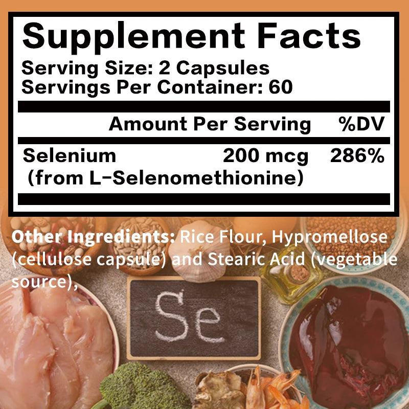 Selenium Capsules – Immune, Thyroid & Antioxidant Support – 120 Capsules
