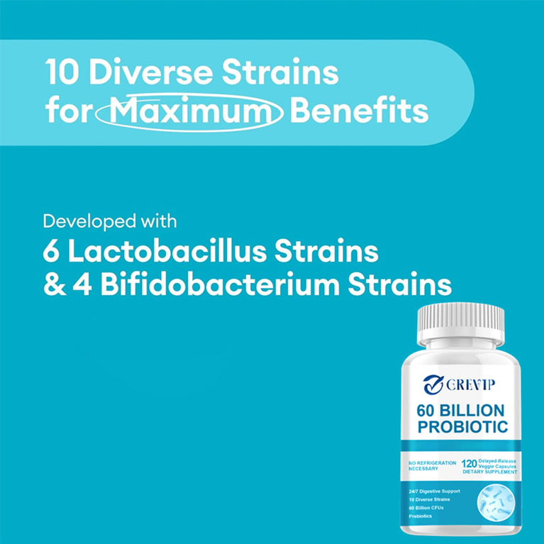 Probiotics 60 Billion CFU – Digestive, Gut & Immune Health – 120 Capsules