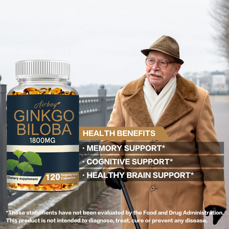 Ginkgo Biloba Capsules – Boost Brain Function, Memory & Circulation – 120 Capsules