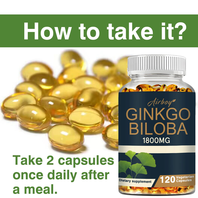 Ginkgo Biloba Capsules – Boost Brain Function, Memory & Circulation – 120 Capsules