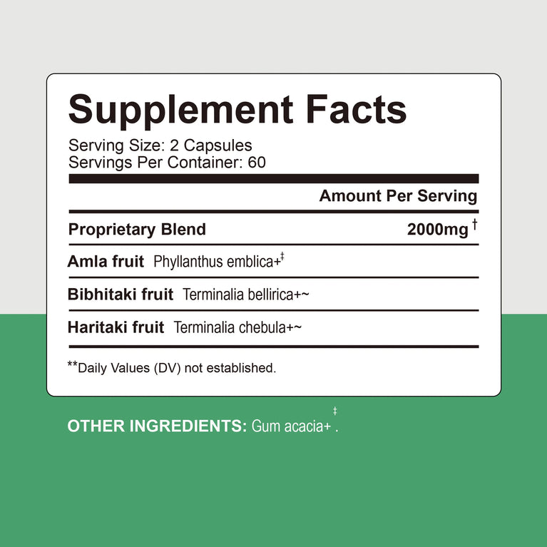 Triphala Capsules – Natural Energy, Digestion & Detox – 120 Capsules