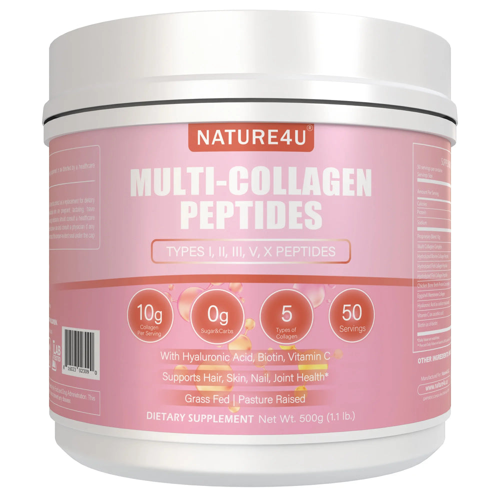 Multi Collagen Peptides Powder – Biotin, Hyaluronic Acid & Vitamin C for Hair, Skin & Joints (1.1LB) ✨💪