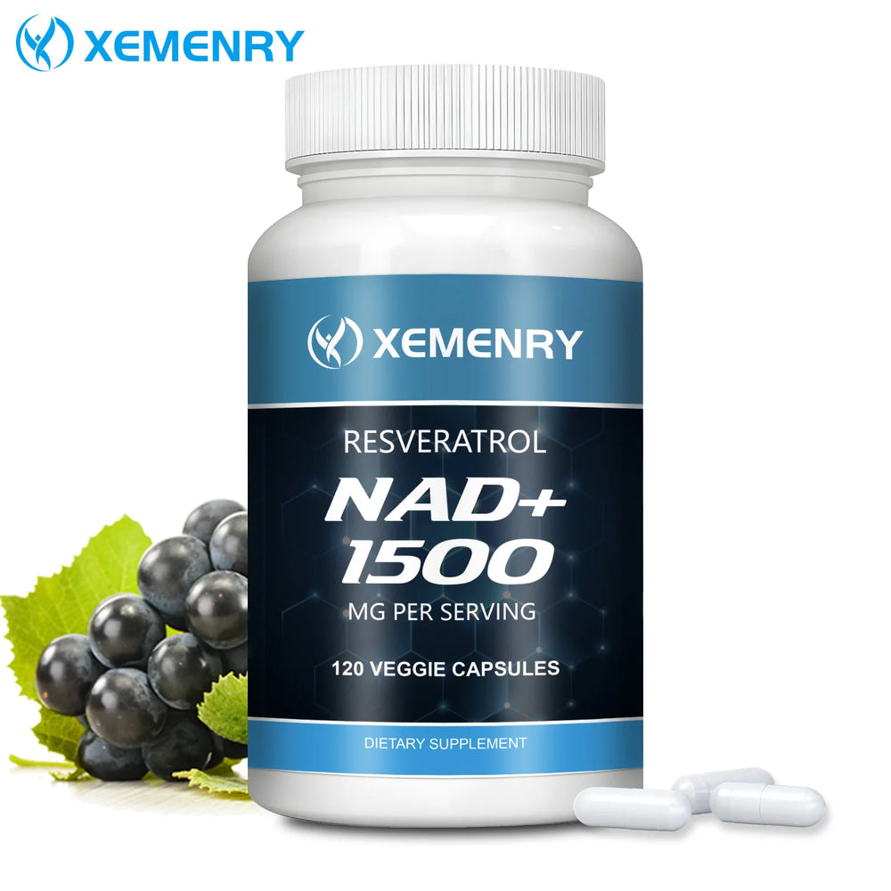 NAD+ Energy & Anti-Aging Capsules – With Resveratrol for Cell & Immune Support (120 ct)