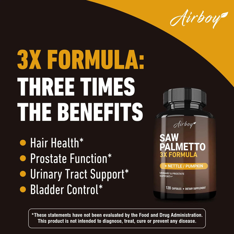 Saw Palmetto Capsules – Prostate Health, Hair Loss Prevention & Urinary Support – 120 Capsules