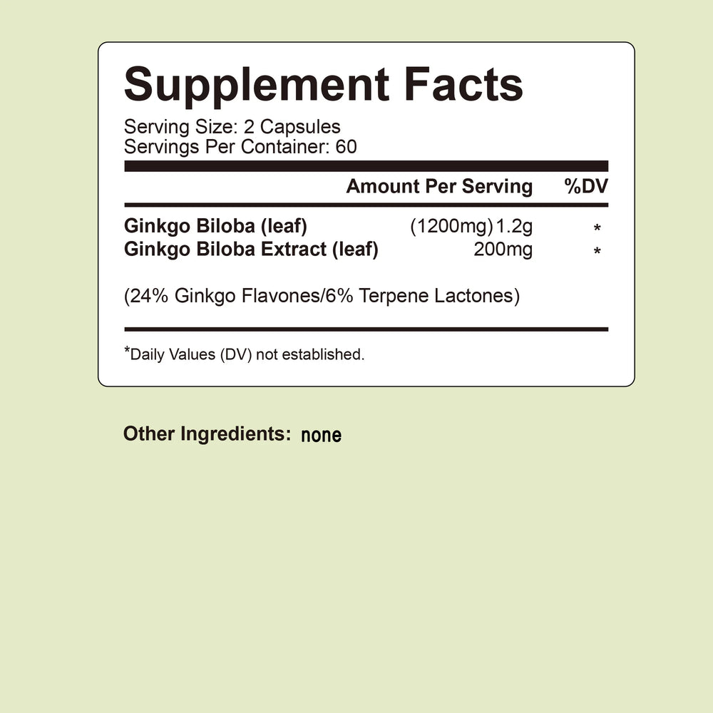 🧠 Ginkgo Biloba Memory & Focus Support – Brain Health & Cognitive Function Booster (120 Capsules) 🧠