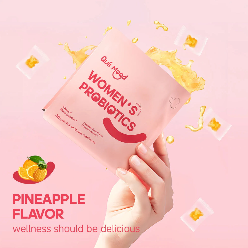 Quitmood Feminine Balance Gummies – Hawaiian Pineapple, pH & Probiotics Support – 30 Gummies