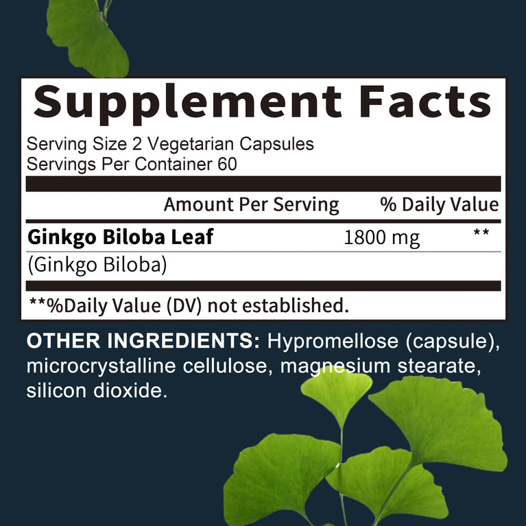 Ginkgo Biloba Capsules – Boost Brain Function, Memory & Circulation – 120 Capsules