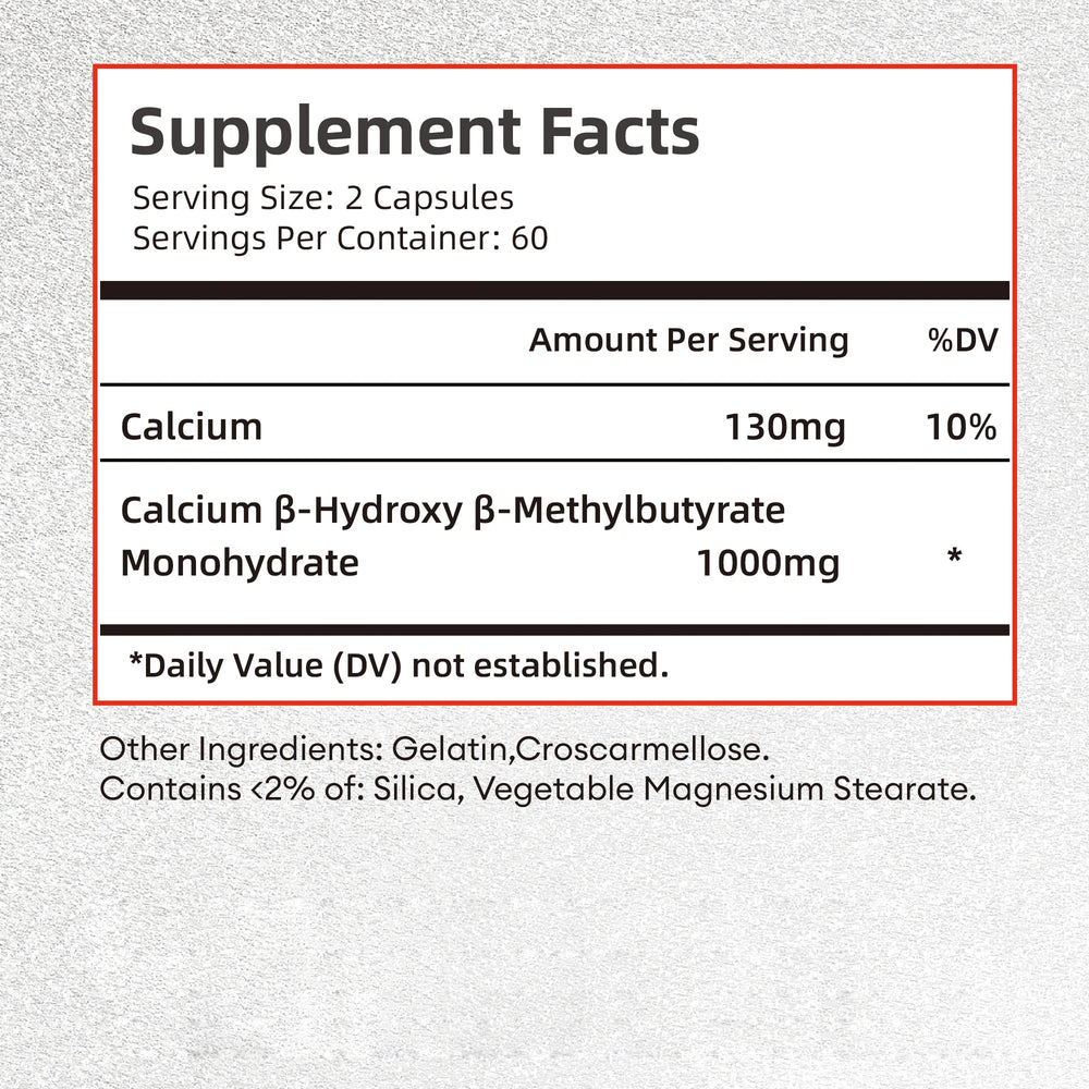 HMB Supplements – Boost Endurance, Lean Muscle & Recovery – 120 Capsules