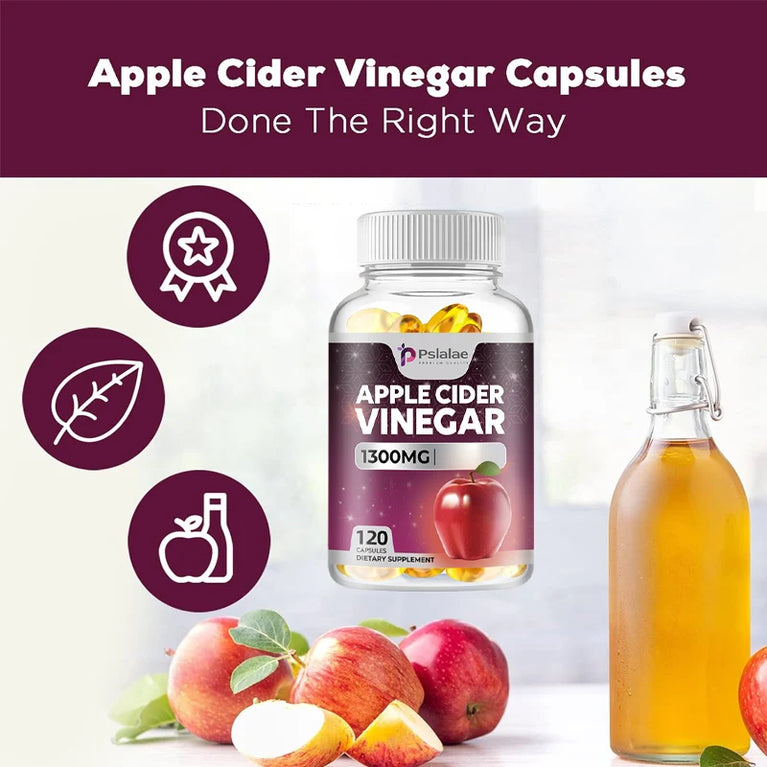 PSLALAE -Apple Cider Vinegar Capsules – Natural Detox, Fat Burner & Appetite Control (120 Count) 🍏🔥