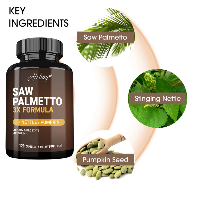 Saw Palmetto Capsules – Prostate Health, Hair Loss Prevention & Urinary Support – 120 Capsules