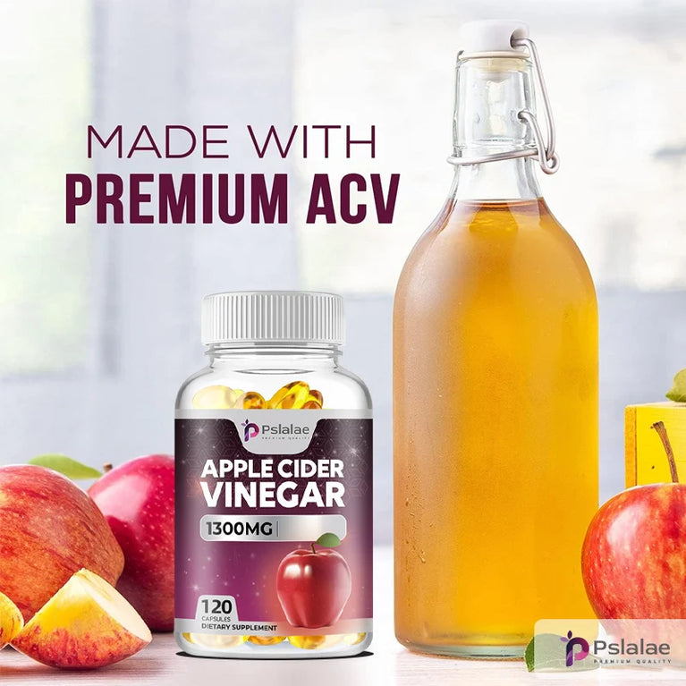 PSLALAE -Apple Cider Vinegar Capsules – Natural Detox, Fat Burner & Appetite Control (120 Count) 🍏🔥