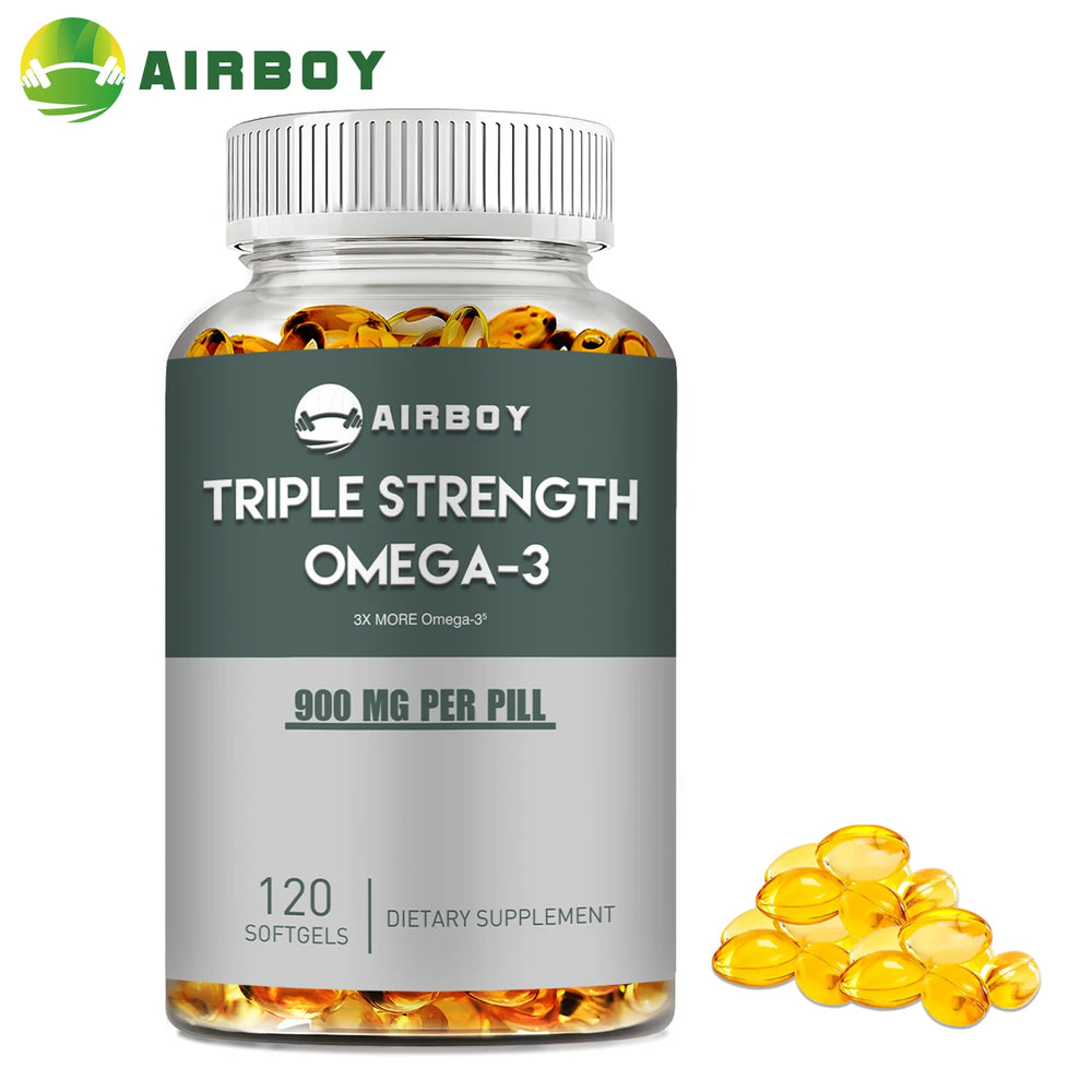 Omega 3 Fish Oil – Stress Relief, Brain & Nervous System Support – 120 Capsules