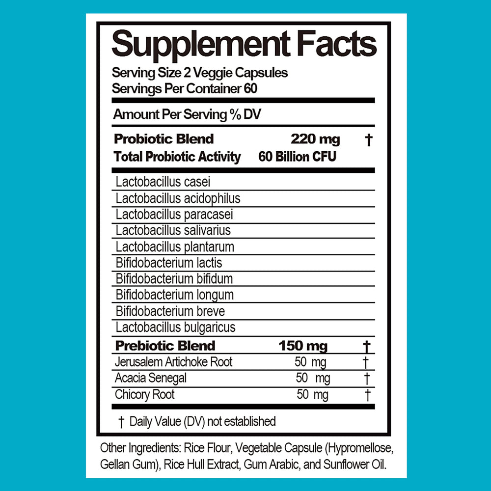 Probiotics 60 Billion CFU – Digestive, Gut & Immune Health – 120 Capsules