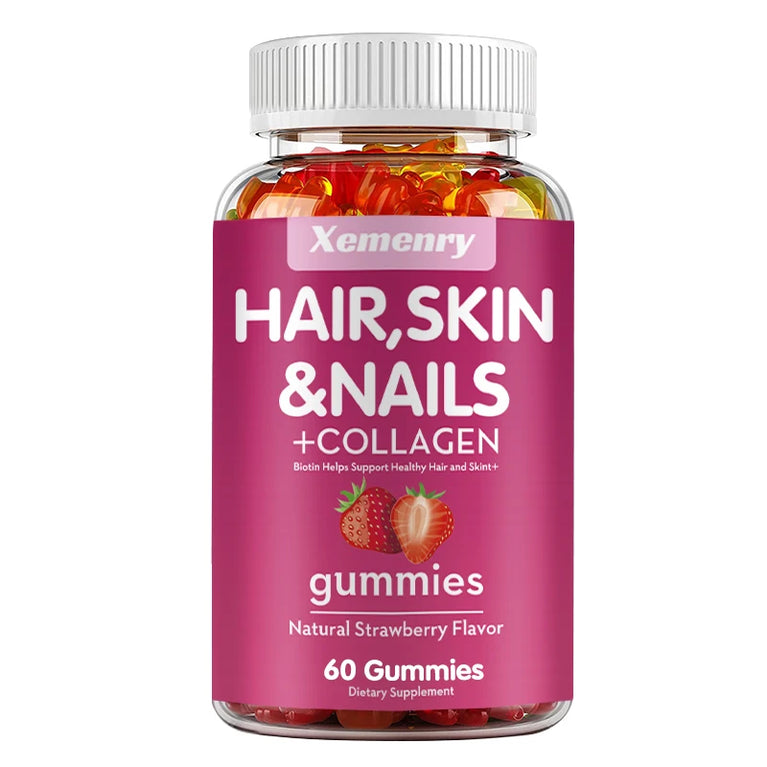 Hair, Skin & Nails + Collagen Gummies – Healthy Skin, Hair, Nails & Joint Support – 60 Gummies