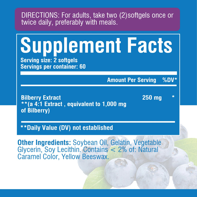 Bilberry Fruit Extract – Eye Strain Relief & Vision Support – 120 Capsules