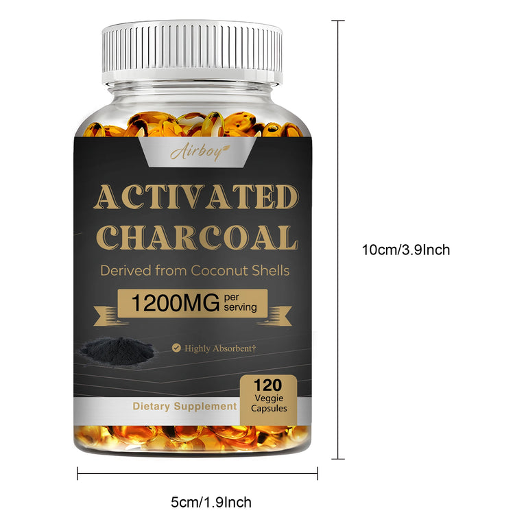 Activated Charcoal – Colon Cleanse, Bloating Relief & Metabolism Boost – 120 Capsules