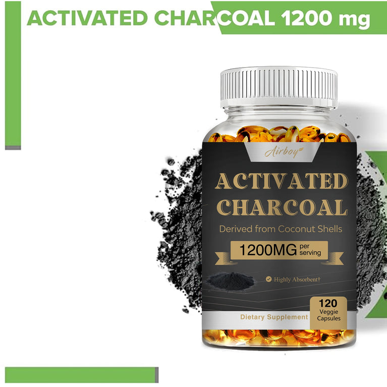 Activated Charcoal – Colon Cleanse, Bloating Relief & Metabolism Boost – 120 Capsules