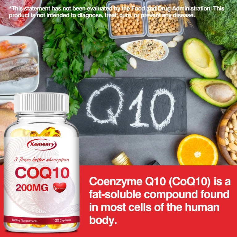 Coenzyme Q10 200mg – Circulation, Energy & Heart Health Support – 120 Capsules