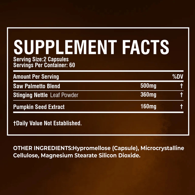 Saw Palmetto Capsules – Prostate Health, Hair Loss Prevention & Urinary Support – 120 Capsules