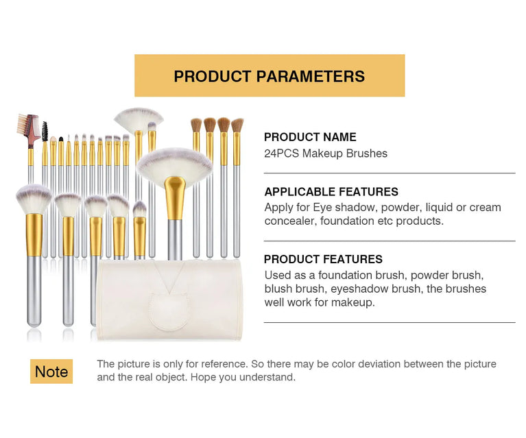 24-Piece Professional Makeup Brush Set – Soft Synthetic Bristles for Flawless Application