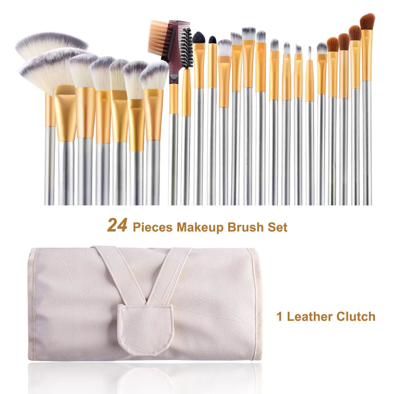 24-Piece Professional Makeup Brush Set – Soft Synthetic Bristles for Flawless Application