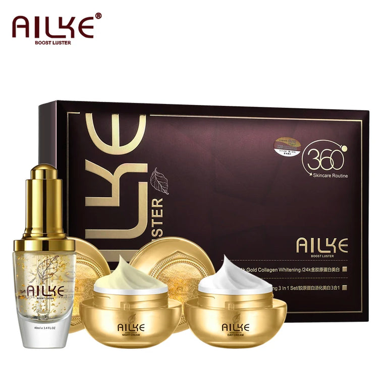✨ AILKE 24K Gold Facial Essence – Brightening & Hydrating Skincare Set ✨