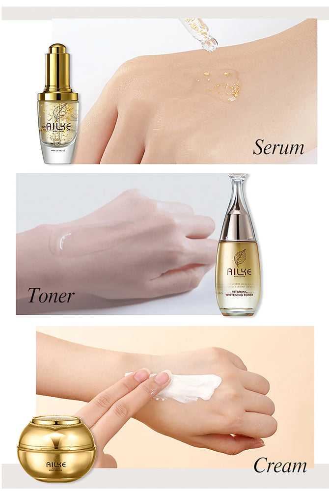 ✨ AILKE 24K Gold Facial Essence – Brightening & Hydrating Skincare Set ✨