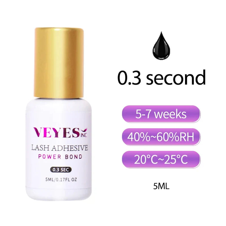 VEYES -Inc Professional Eyelash Extension Glue – 1 Sec Drying, 4-6 Weeks Retention, Clear Lash Adhesive