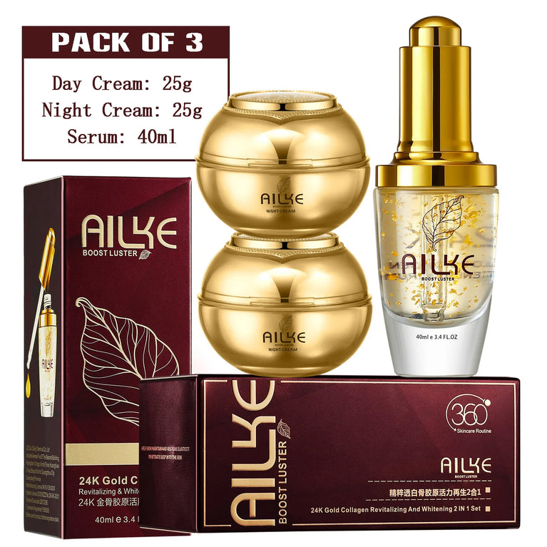 ✨ AILKE 24K Gold Facial Essence – Brightening & Hydrating Skincare Set ✨
