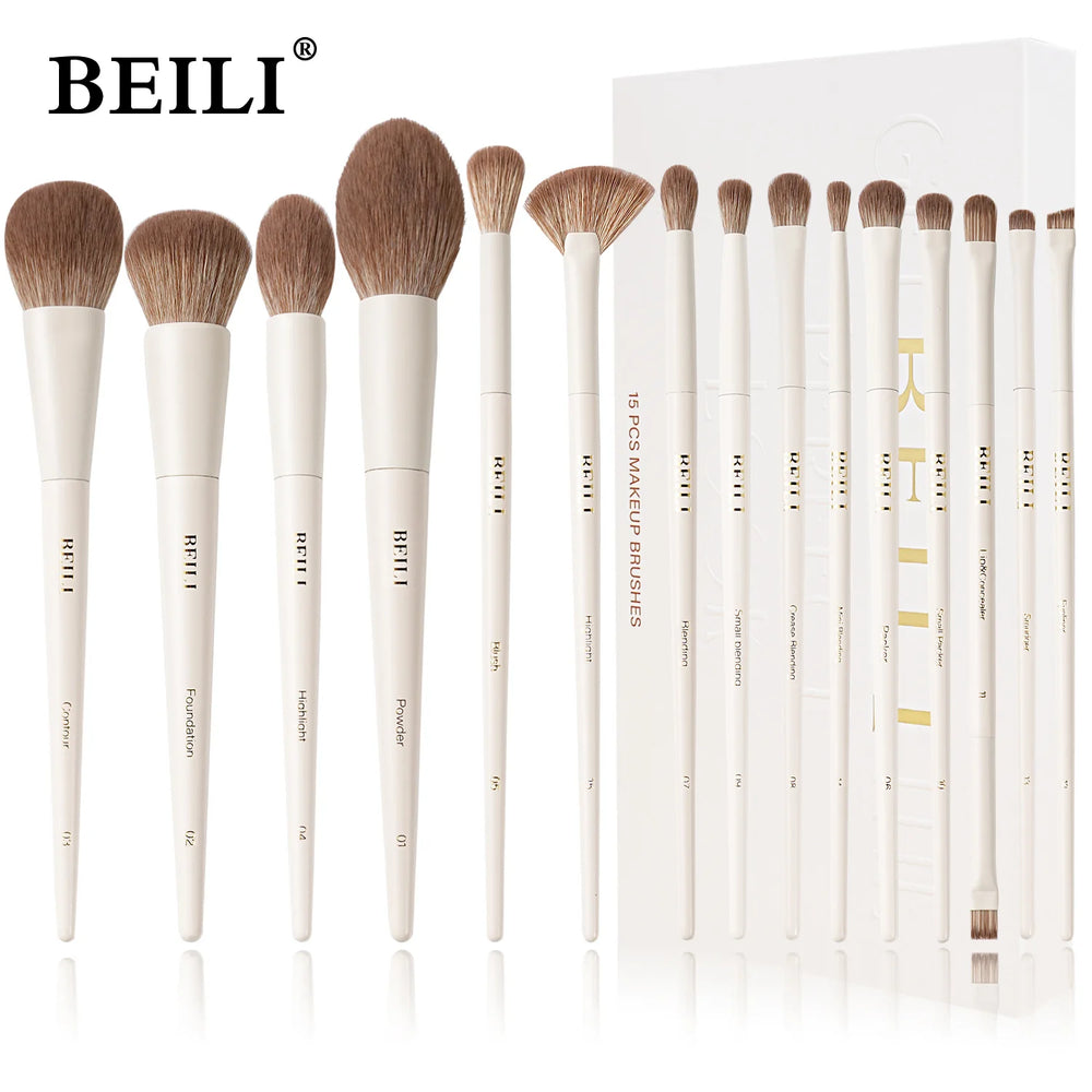 BEILI -15-Piece Professional Makeup Brush Set – Soft, Precise & Flawless Application