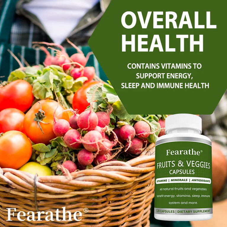 🍏 Fearathe -Fruit & Vegetable Capsules – Daily Superfood Supplement for Energy, Immunity & Wellness 🍓💊