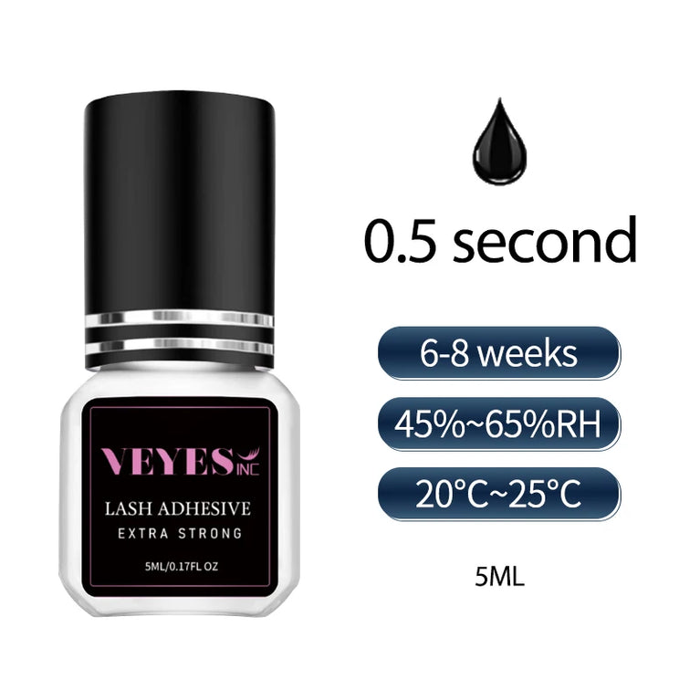 VEYES -Inc Professional Eyelash Extension Glue – 1 Sec Drying, 4-6 Weeks Retention, Clear Lash Adhesive