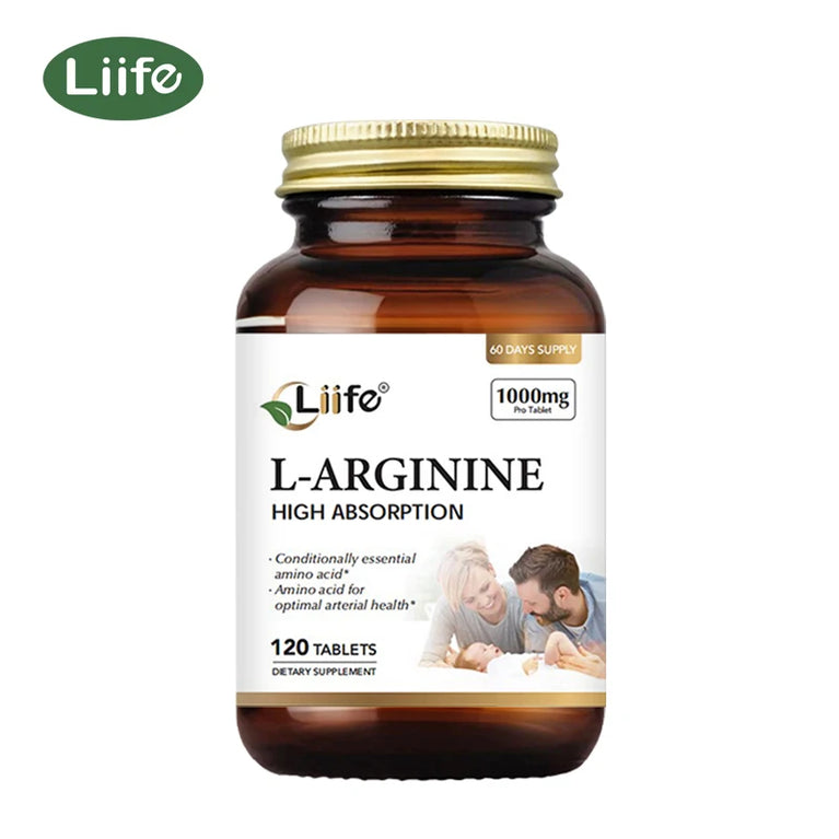 L-Arginine 1000mg – Nitric Oxide Booster, Energy & Endurance Support – 120 Tablets