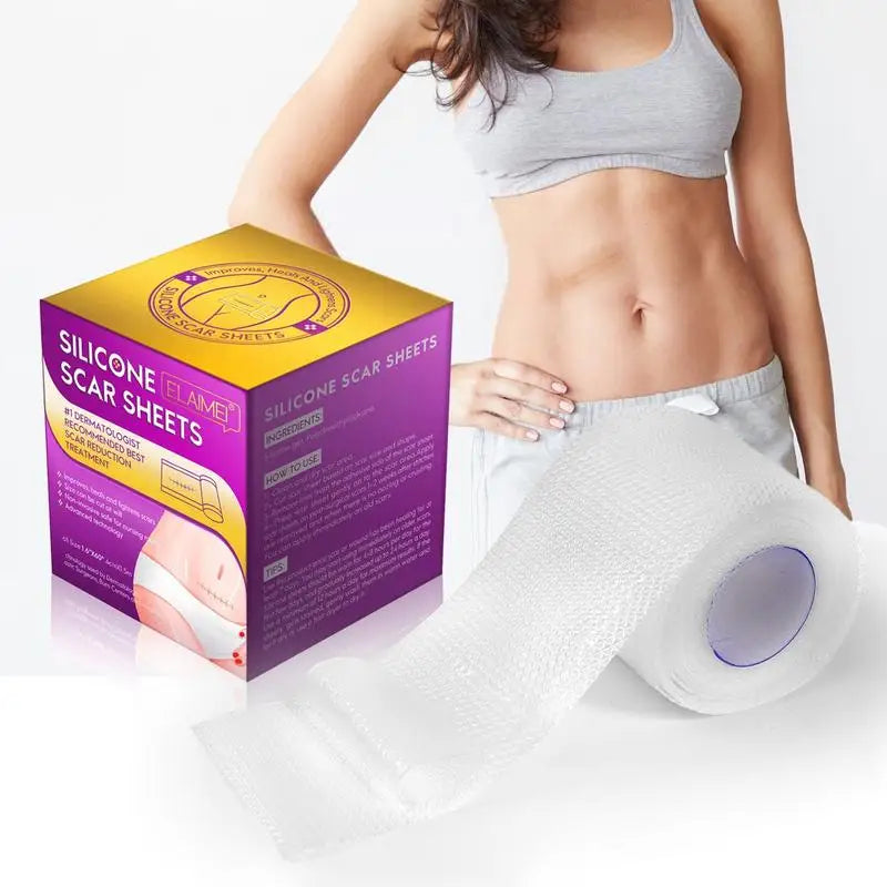 ✨ELAIMEI -Silicone Scar Removal Tape – Fade Old & New Scars | Reusable & Effective Scar Care (59" x 1.6") ✨