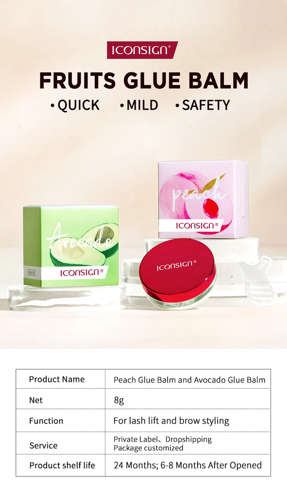 ICONSIGN 8g Fruits Glue Balm – Quick 10-Second Fix for Brow & Lash Lift | Waterproof & Long-Lasting Hold ✨
