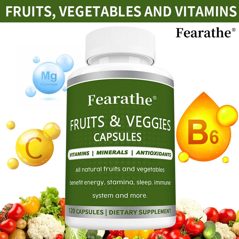 🍏 Fearathe -Fruit & Vegetable Capsules – Daily Superfood Supplement for Energy, Immunity & Wellness 🍓💊