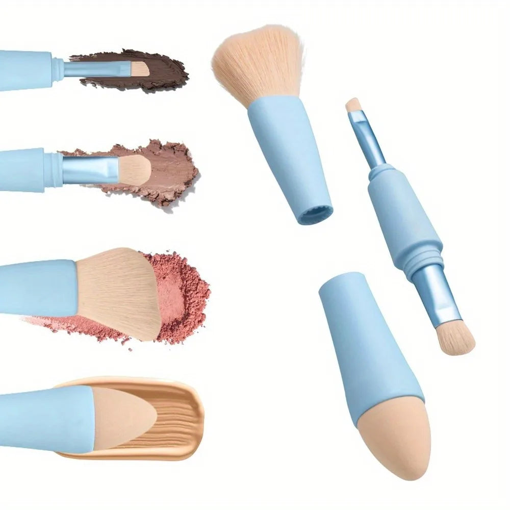 🌟 4-in-1 Multifunctional Makeup Brush – Portable, Travel-Friendly & All-in-One Beauty Tool 🌟
