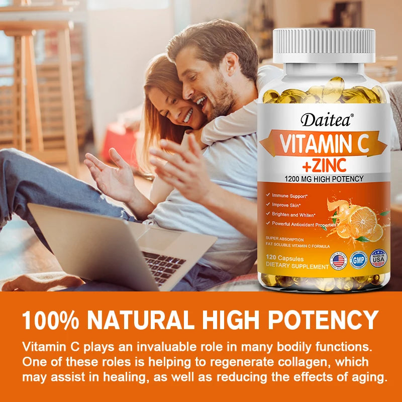💊 Vitamin C + Zinc Capsules – Immune Support, Skin Brightening & Daily Wellness Boost 💥