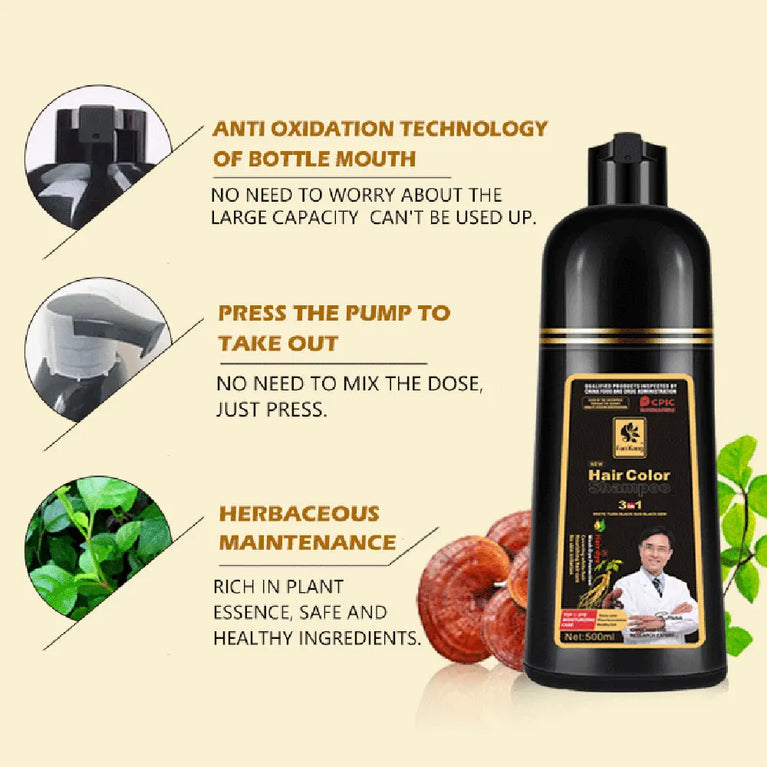 FAN KANG -Permanent Hair Dye Shampoo For Women Men Chestnut Coffee Black Fast Hair Coloring Dying Shampoo Natural Plant Essence Cream