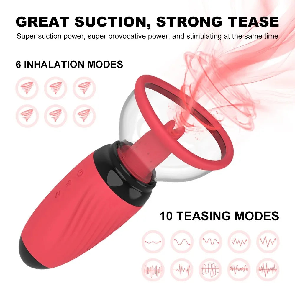 10 Speed Vibration Tongue Vibrators for Women Vacuum Adsorption Sucking Licking Vibrator clitoris stimulation Rechargeable