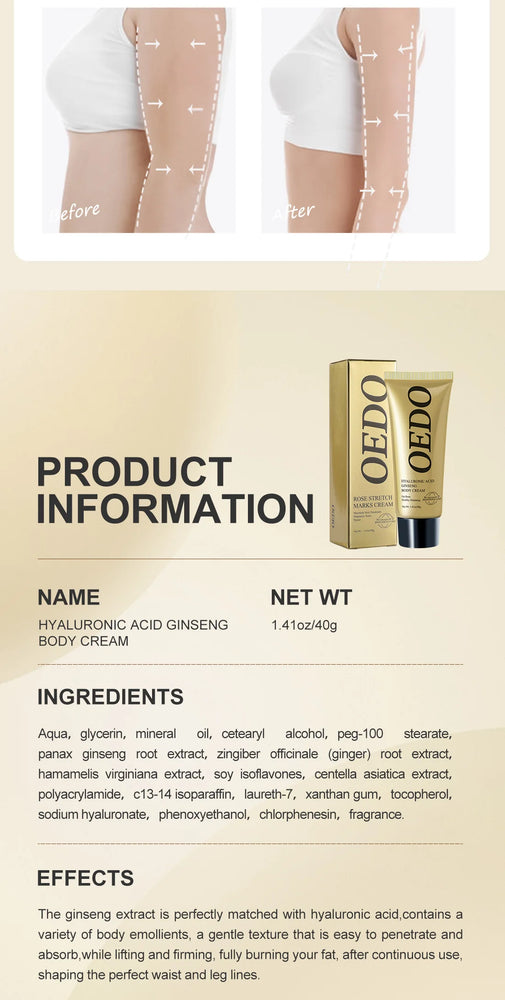π₯ OEDO Ginseng Slimming Cream β Reduce Cellulite & Burn Fat for a Toned Body π₯ 4o